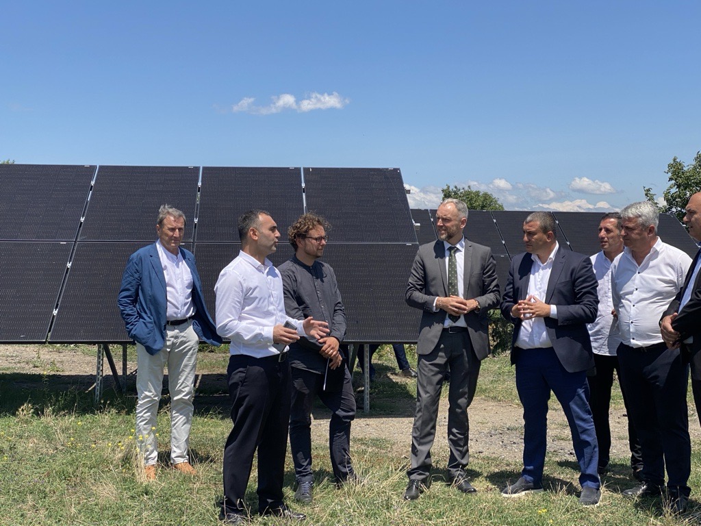 Delegation in front of the solar PV system at the Prosecutor’s Office in Georgia